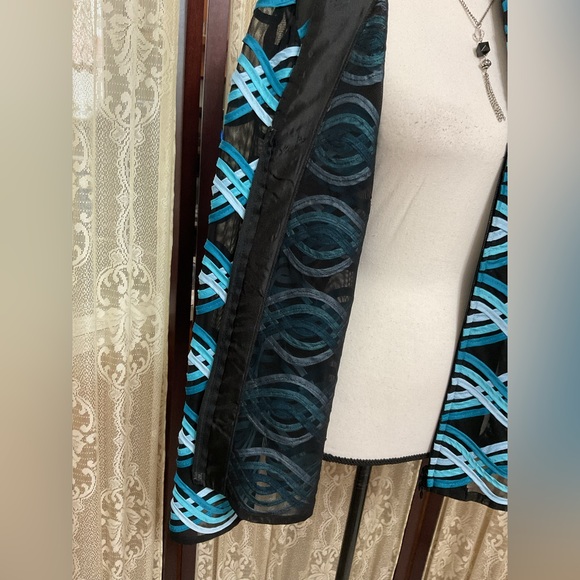 WEAVZ WAVY DESIGN OVER BLACK SHEER ZIP UP JACKET - SZ LARGE - Picture 8 of 12